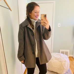 LONDON FOG Wool Blend Trench Coat Gray EUC Large